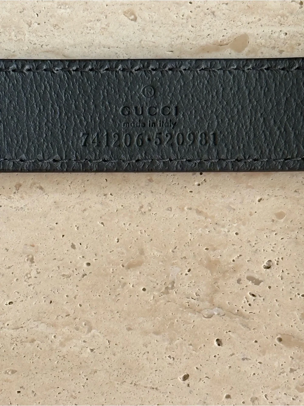 NWT Gucci Grey Leather Trolley Strap With Silver Hardware